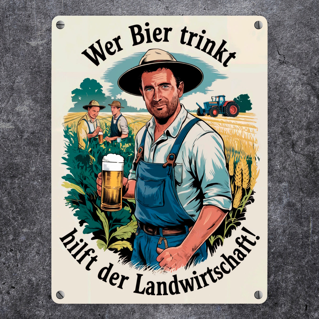 Wer Bier trinkt hilft der Landwirtschaft Metallschild in 15x20 cm