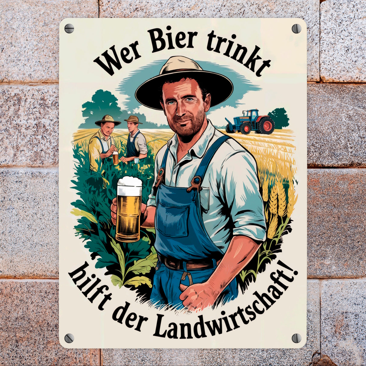 Wer Bier trinkt hilft der Landwirtschaft Metallschild in 15x20 cm