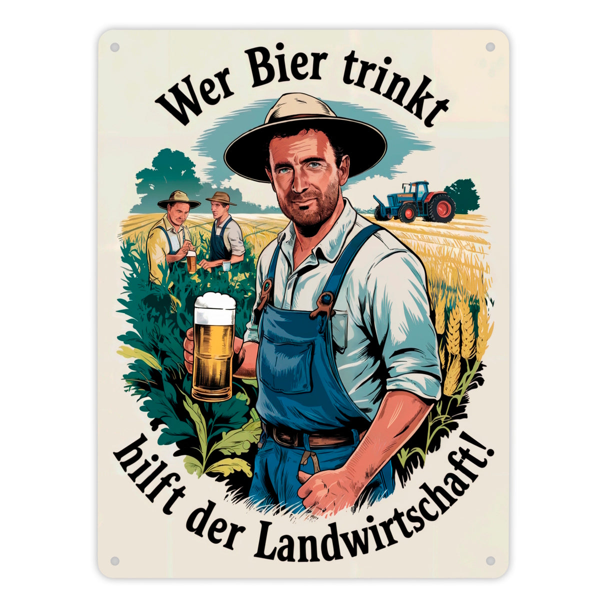 Wer Bier trinkt hilft der Landwirtschaft Metallschild in 15x20 cm