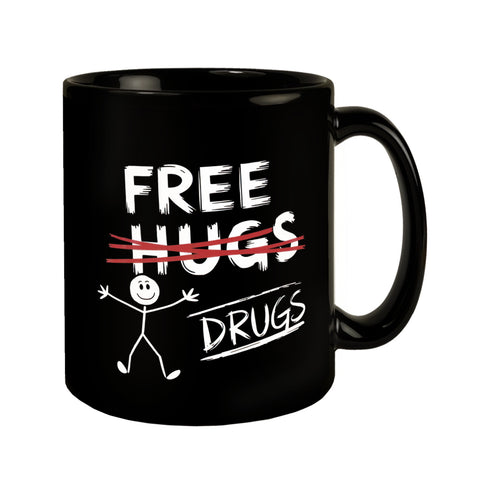 Free Hugs - Drugs Tasse mit Strichmännchen