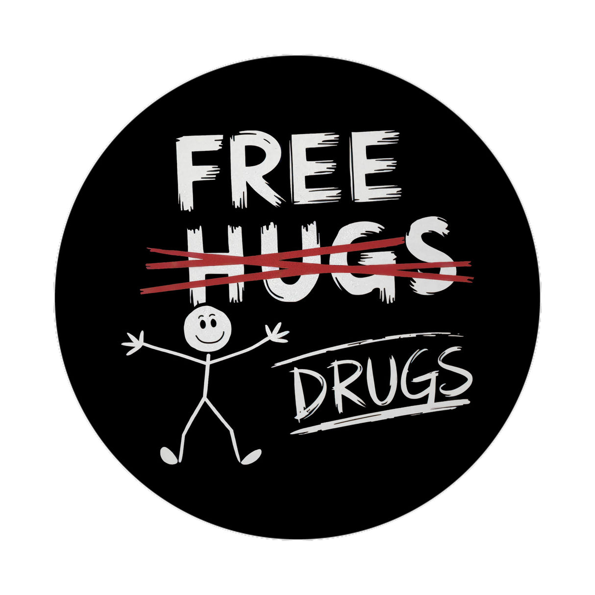 Free Hugs - Drugs Magnet mit Strichmännchen