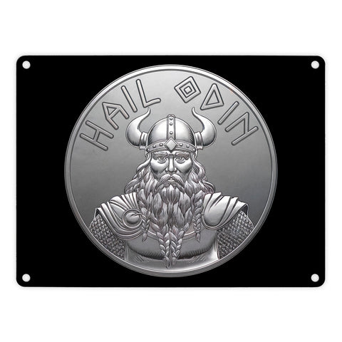 HAIL ODIN Metallschild in 15x20 cm - Silbernes Amulett