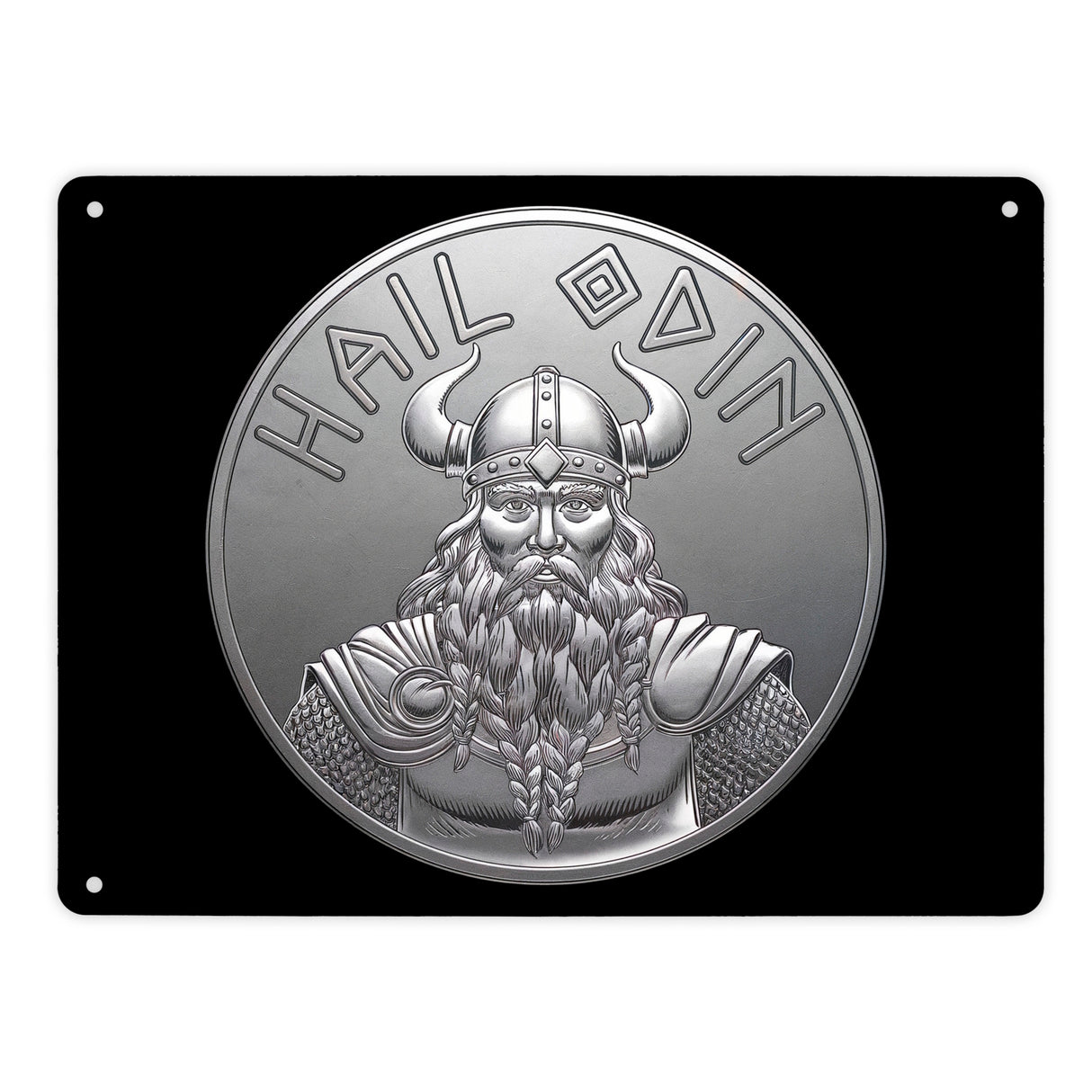 HAIL ODIN Metallschild in 15x20 cm - Silbernes Amulett