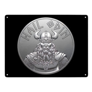 HAIL ODIN Metallschild in 15x20 cm - Silbernes Amulett