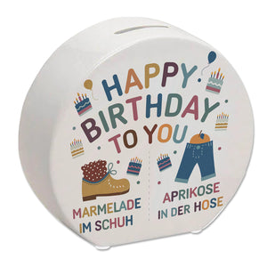 Happy Birthday to you Marmelade im Schuh Spardose