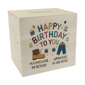 Happy Birthday to you Marmelade im Schuh Spardose