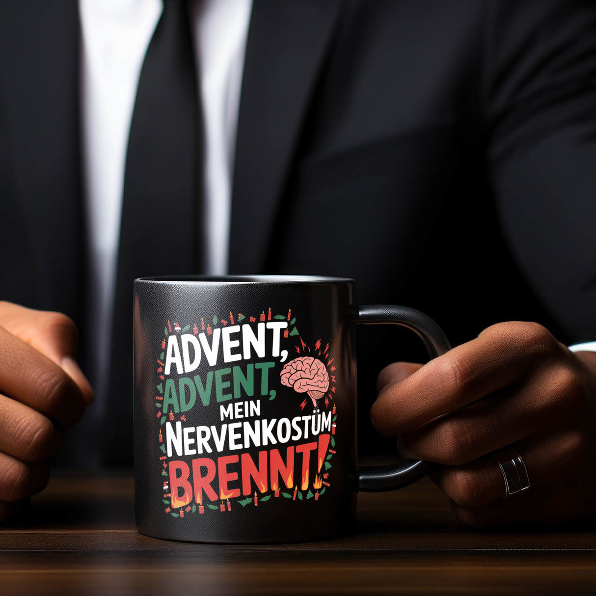 Advent Advent mein Nervenkostüm brennt Tasse