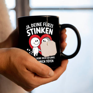 Lächelndes Paar - Deine Fürze stinken Tasse