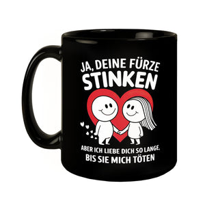 Lächelndes Paar - Deine Fürze stinken Tasse