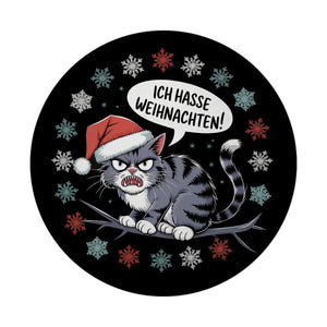 Grimmige Katze mit Weihnachtsmütze - Ich hasse Weihnachten Magnet