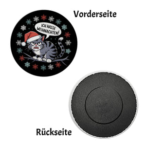 Grimmige Katze mit Weihnachtsmütze - Ich hasse Weihnachten Magnet