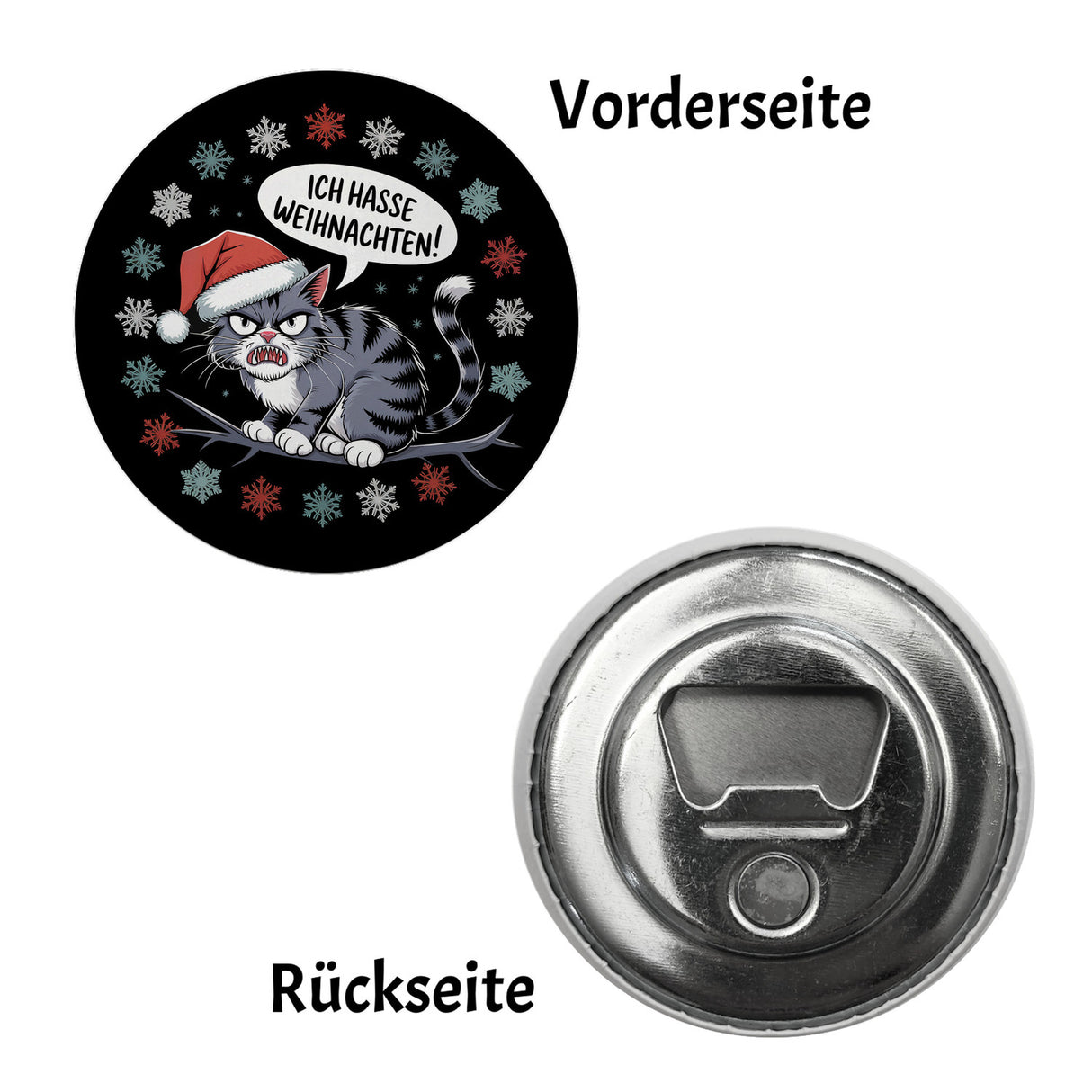 Grimmige Katze mit Weihnachtsmütze - Ich hasse Weihnachten Magnet