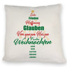 Christbaum Kissen mit Spruch Frohe Weihnachten und gutes neues Jahr