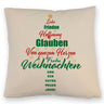 Christbaum Kissen mit Spruch Frohe Weihnachten und gutes neues Jahr