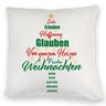 Christbaum Kissen mit Spruch Frohe Weihnachten und gutes neues Jahr