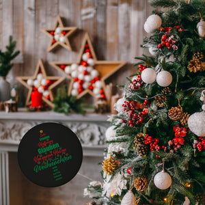 Christbaum Magnet rund mit Spruch Frohe Weihnachten und gutes neues Jahr