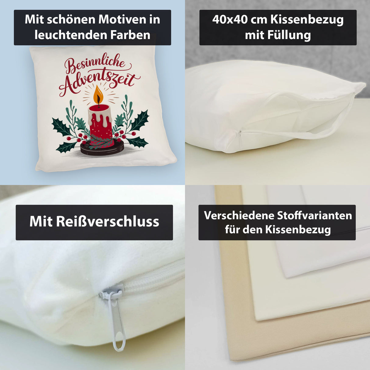 Rote Kerze Weihnachts Kissen Besinnliche Adventszeit