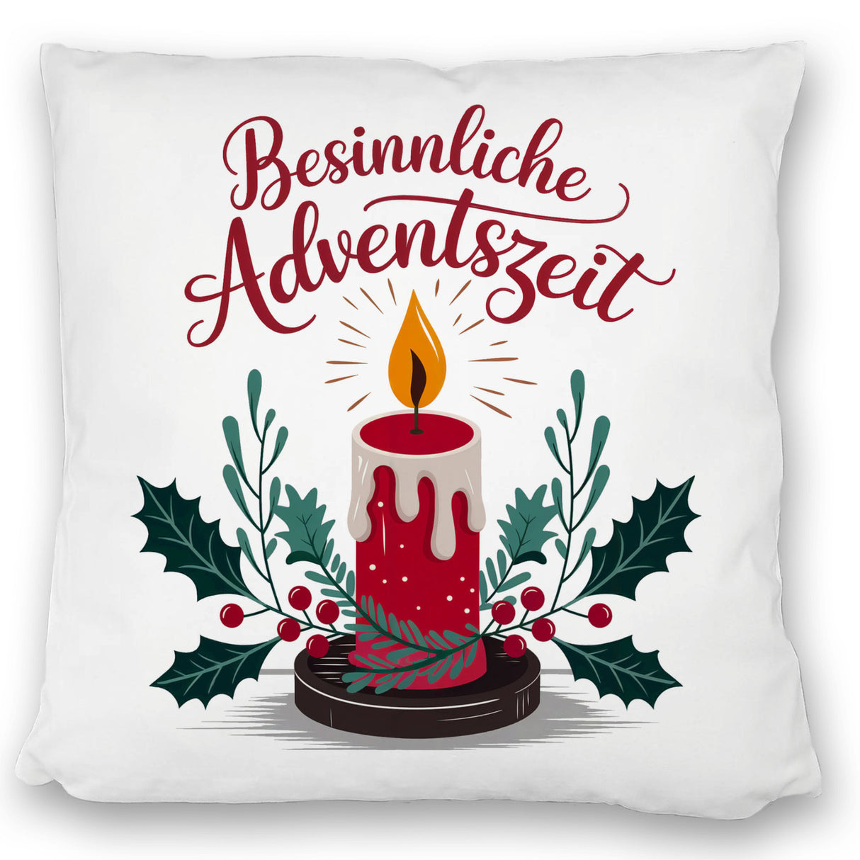 Rote Kerze Weihnachts Kissen Besinnliche Adventszeit