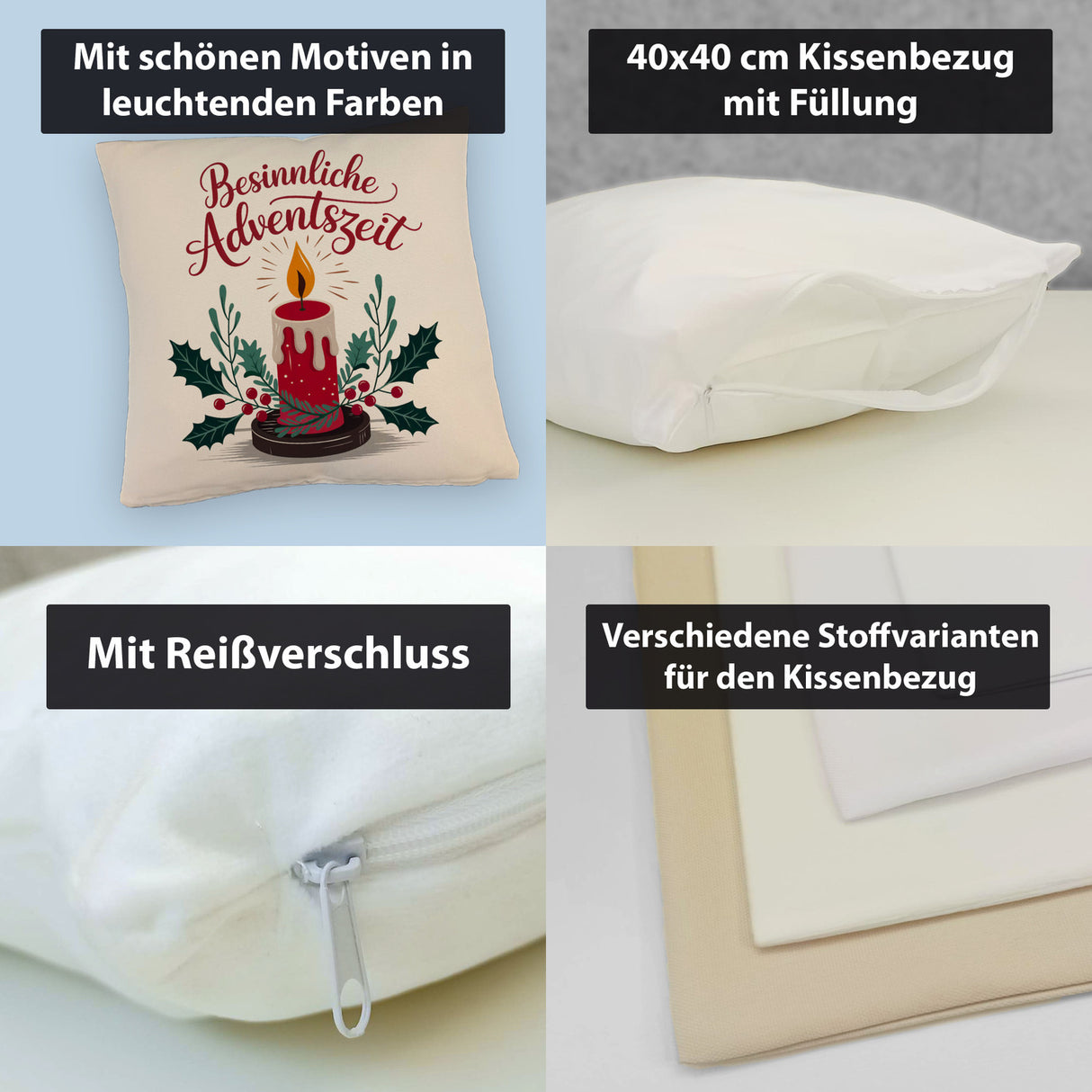 Rote Kerze Weihnachts Kissen Besinnliche Adventszeit