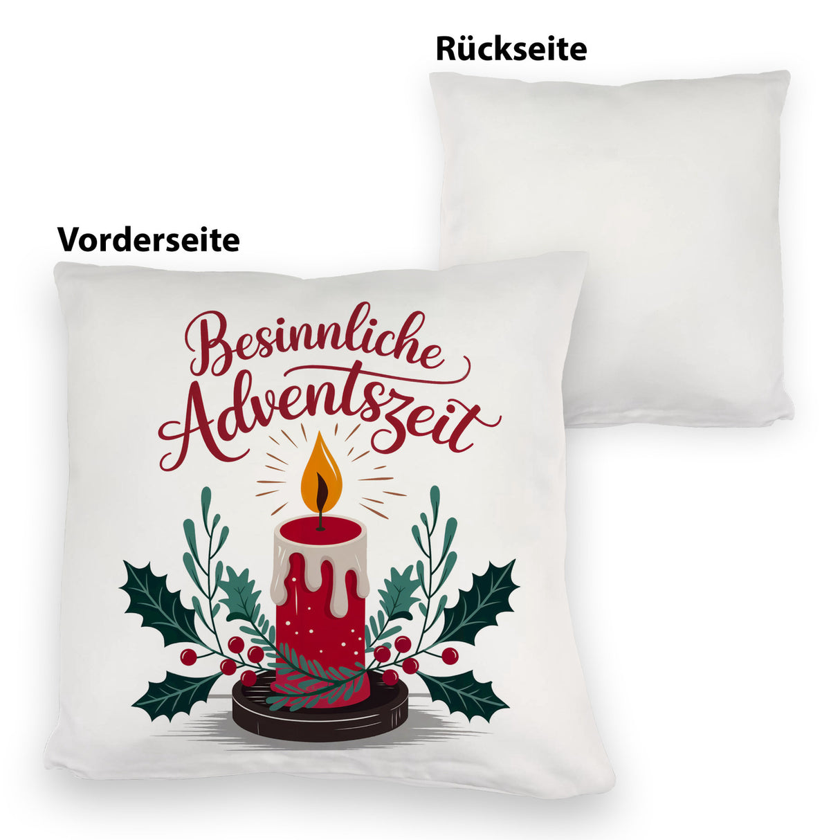 Rote Kerze Weihnachts Kissen Besinnliche Adventszeit