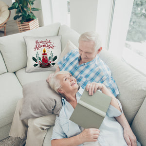 Rote Kerze Weihnachts Kissen Besinnliche Adventszeit