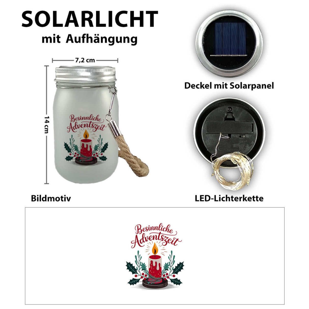 Rote Kerze Weihnachts Solarlicht - Besinnliche Adventszeit