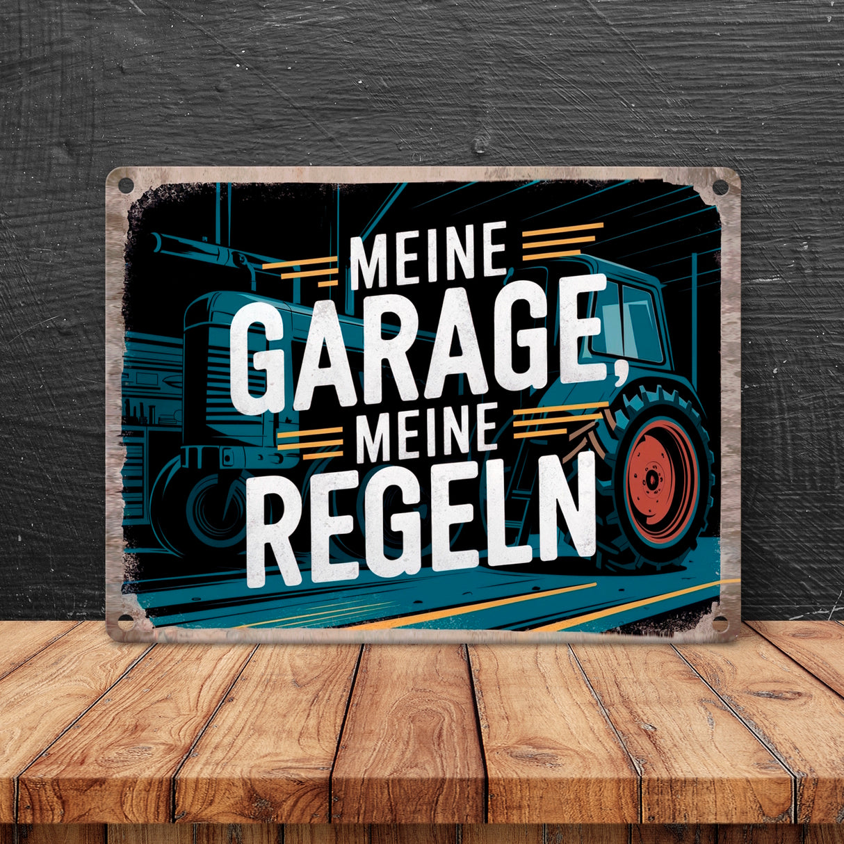 Meine Garage meine Regeln - Traktor Metallschild in 15x20 cm