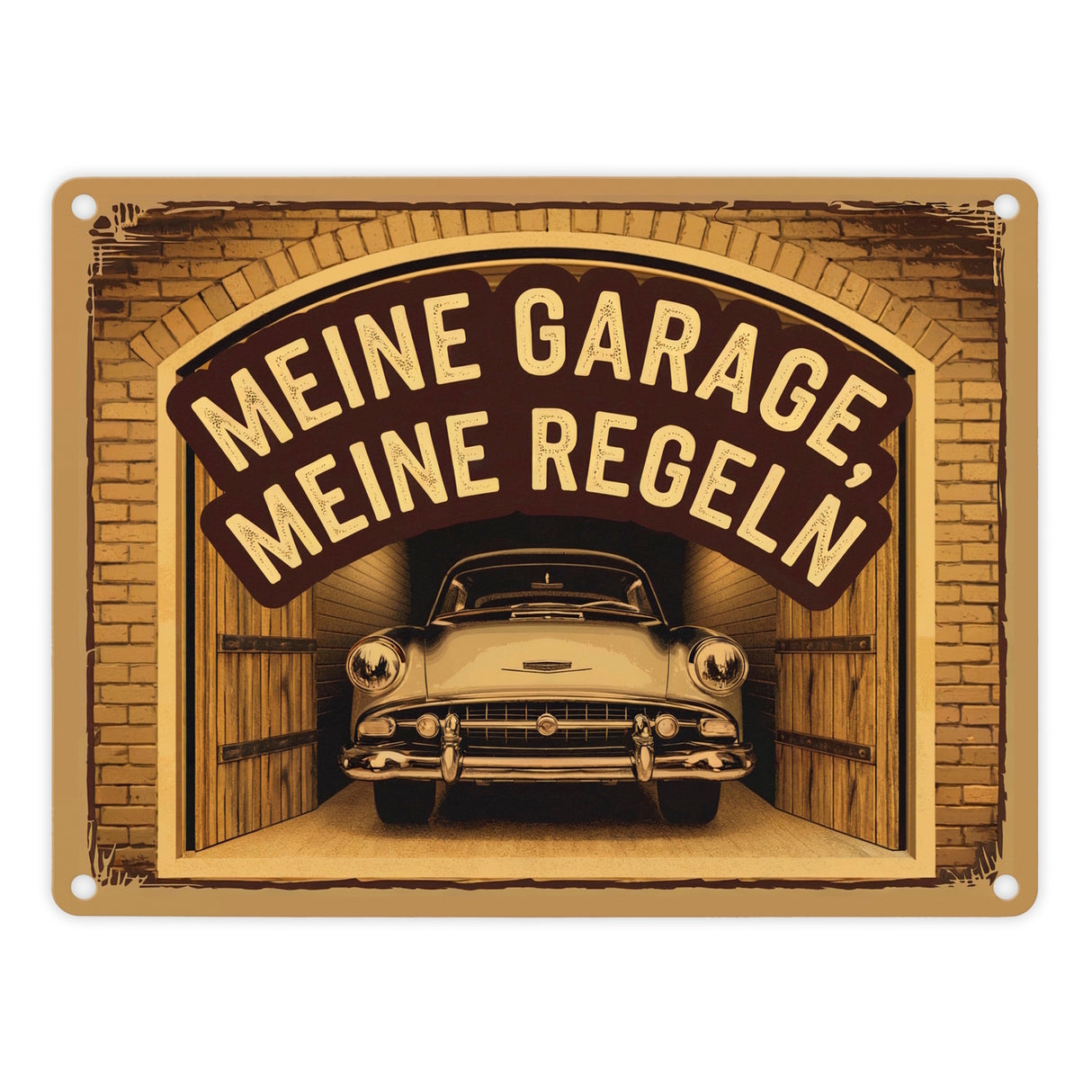 Oldtimer - meine Garage meine Regeln Metallschild in 15x20 cm