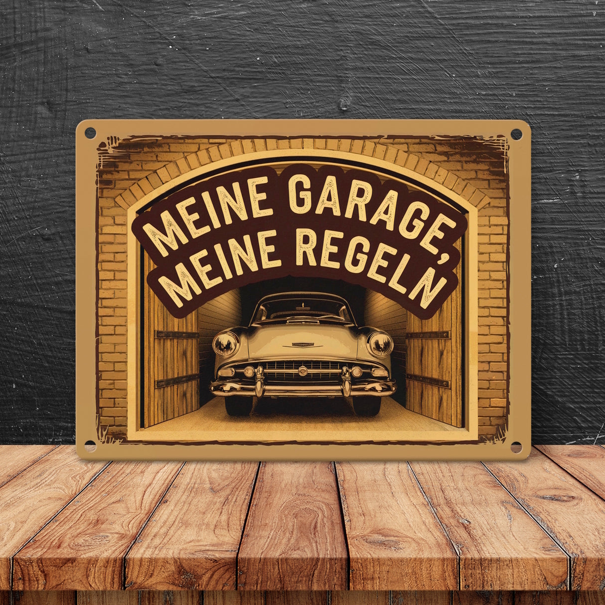 Oldtimer - meine Garage meine Regeln Metallschild in 15x20 cm