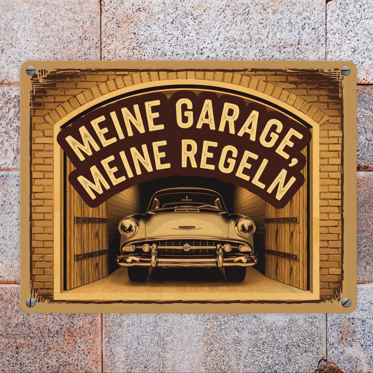 Oldtimer - meine Garage meine Regeln Metallschild in 15x20 cm