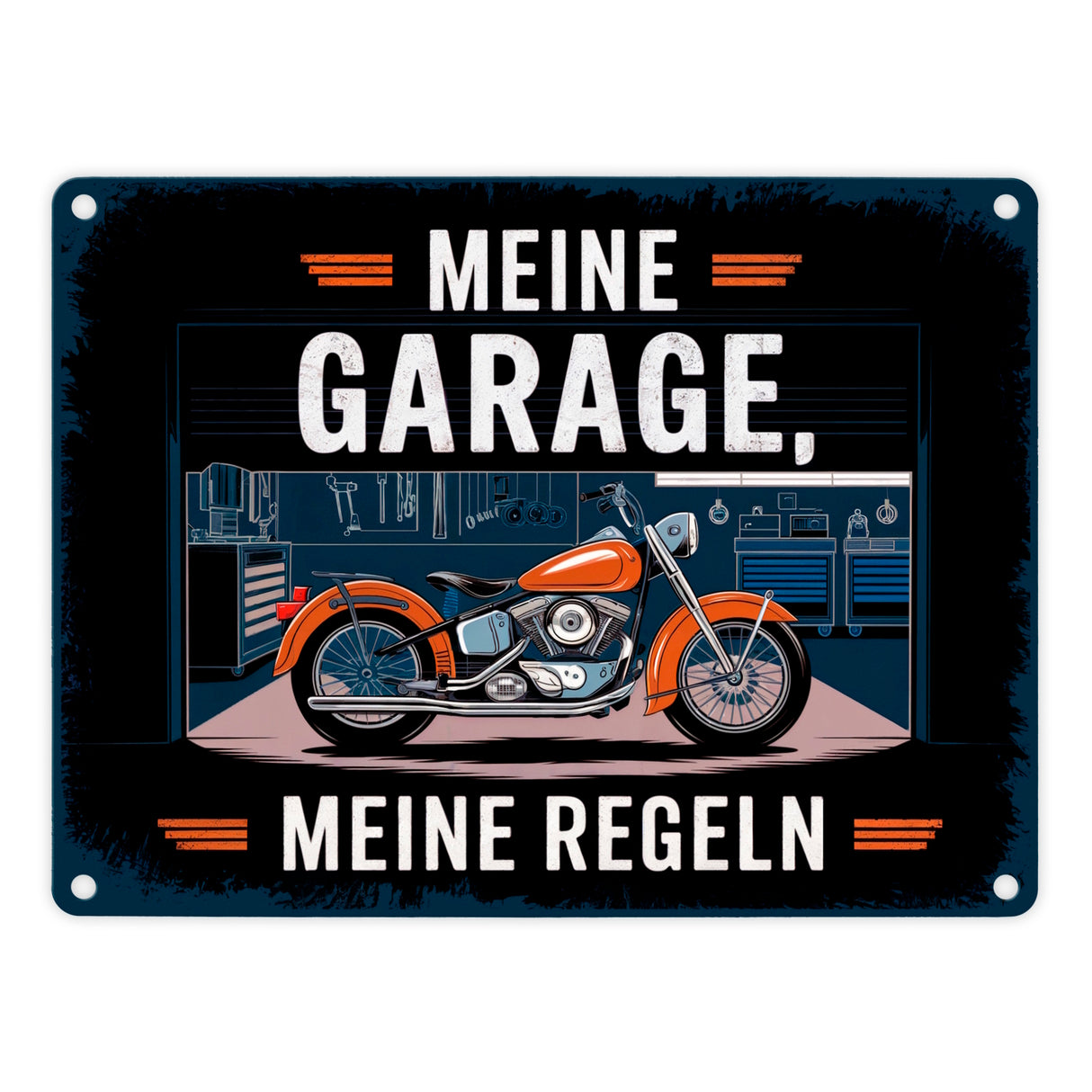 Vintage-Garage Motorrad Metallschild in 15x20 cm - Meine Garage meine Regeln