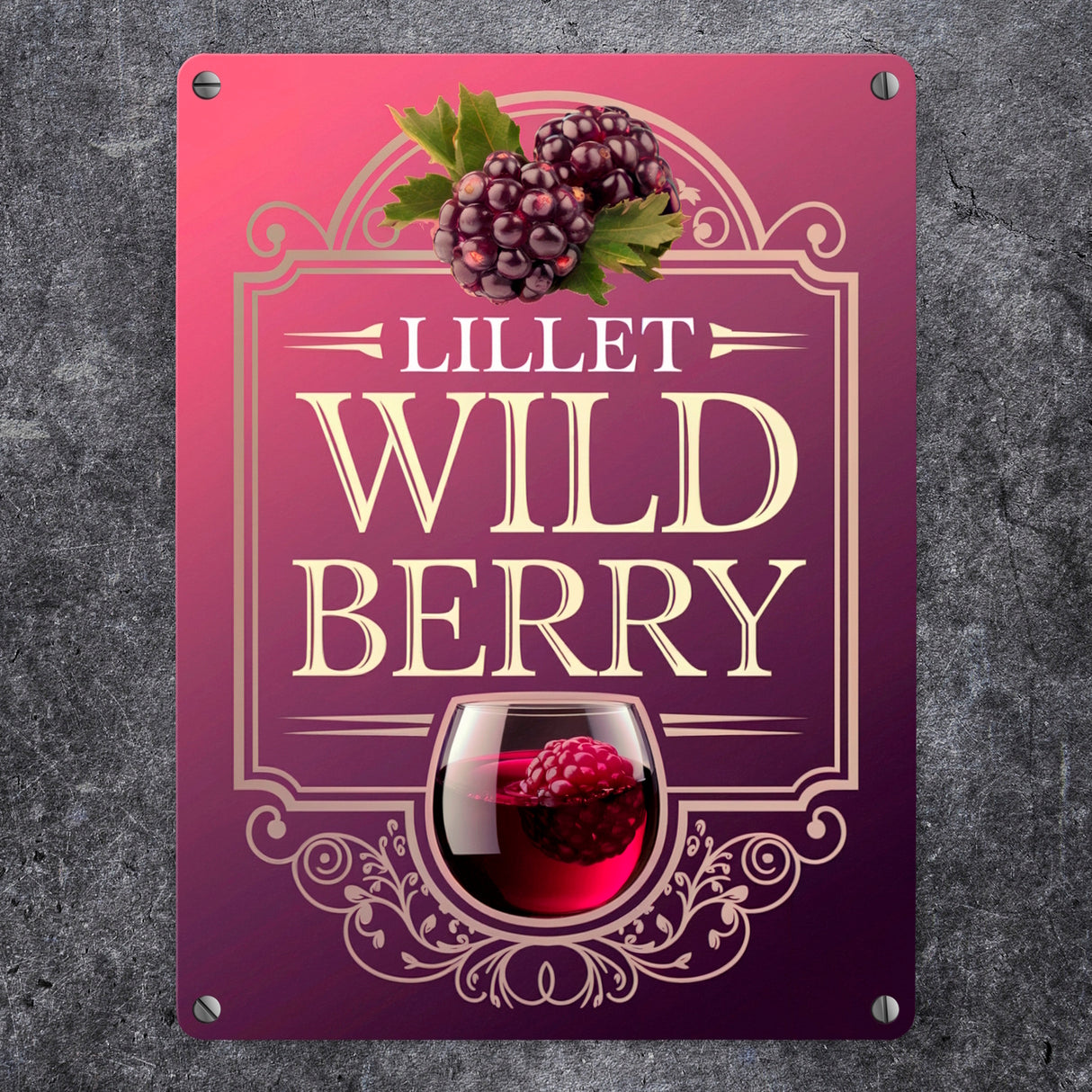 LILLET WILD BERRY Metallschild in 15x20 cm