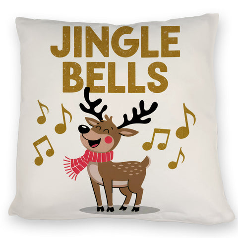 Rentier mit rotem Schal - JINGLE BELLS Kissen