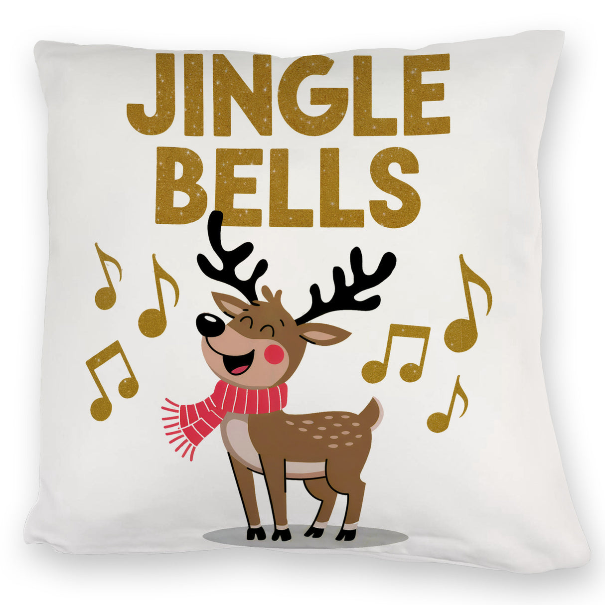 Rentier mit rotem Schal - JINGLE BELLS Kissen