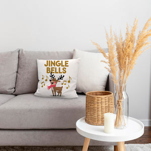 Rentier mit rotem Schal - JINGLE BELLS Kissen