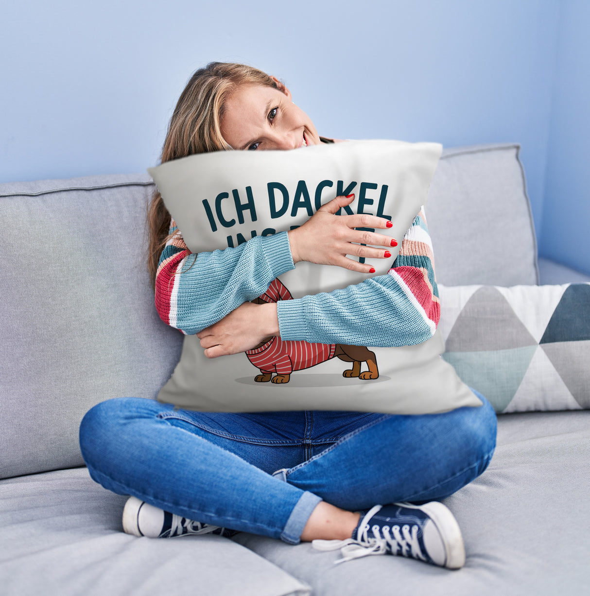 Dackel im Hemd - Ich dackel ins Bett Kissen