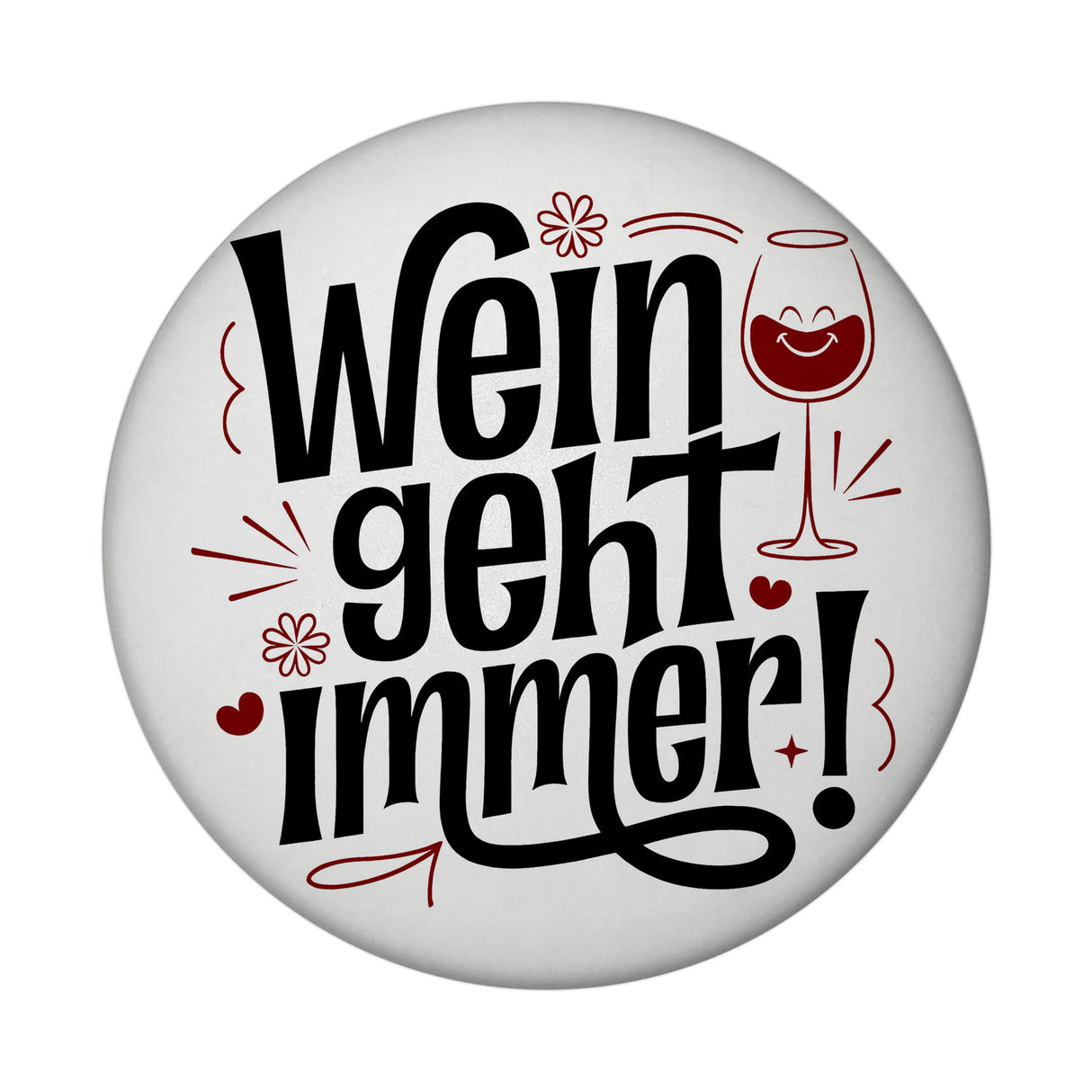 Weinglas mit Gesicht - Wein geht immer Magnet