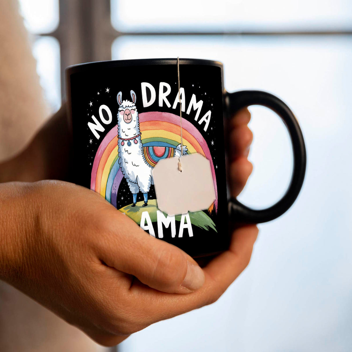 Lama mit Regenbogen - No Drama Lama Tasse