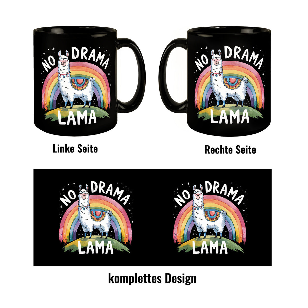 Lama mit Regenbogen - No Drama Lama Tasse