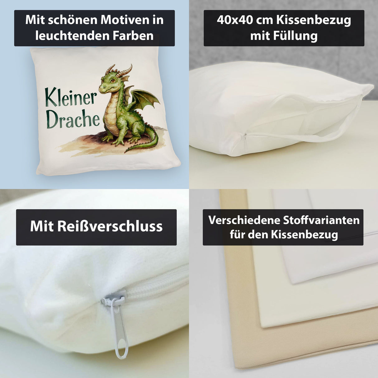 niedlicher grüner kleiner Drache Kissen