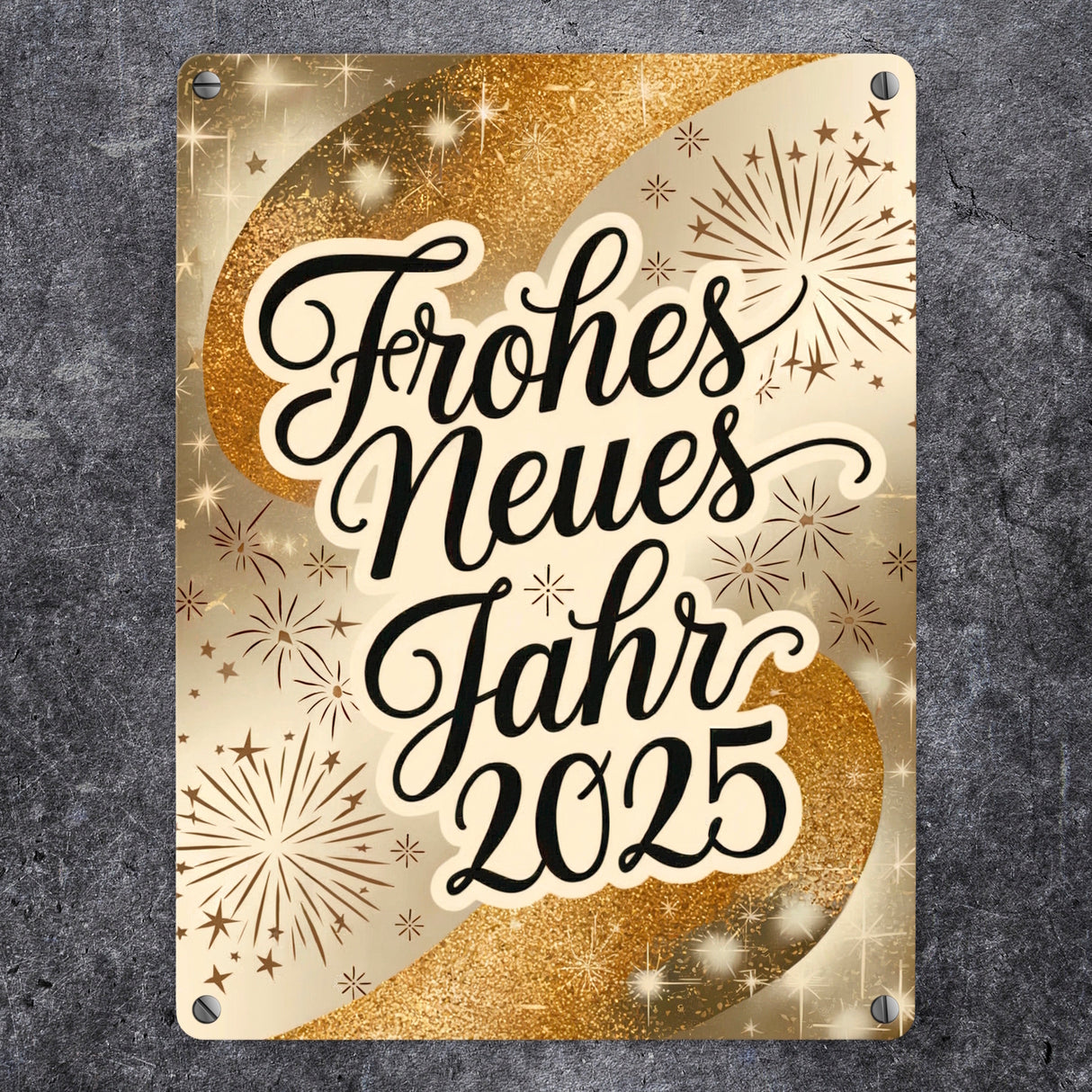 Frohes Neues Jahr 2025 Metallschild in 15x20 cm