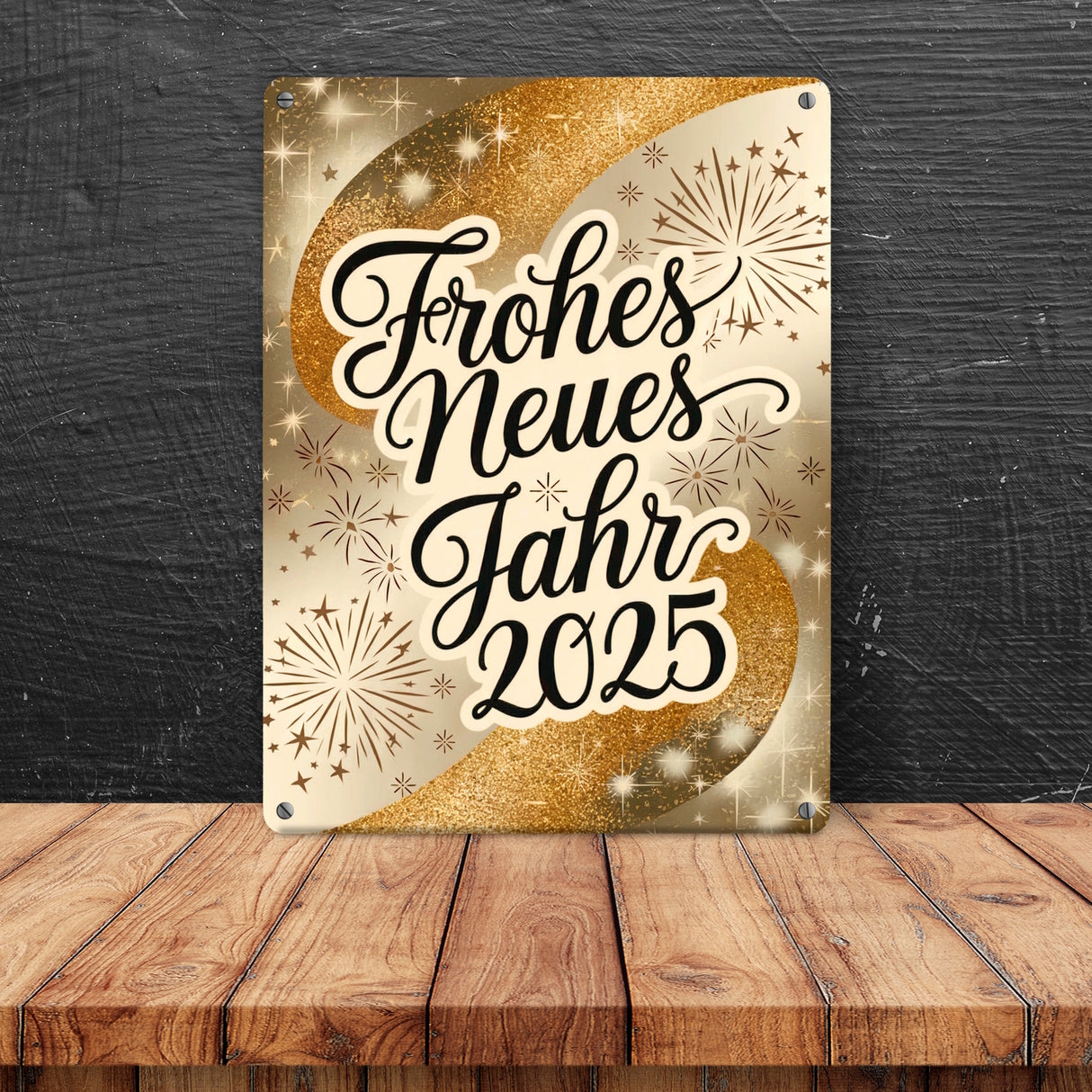 Frohes Neues Jahr 2025 Metallschild in 15x20 cm