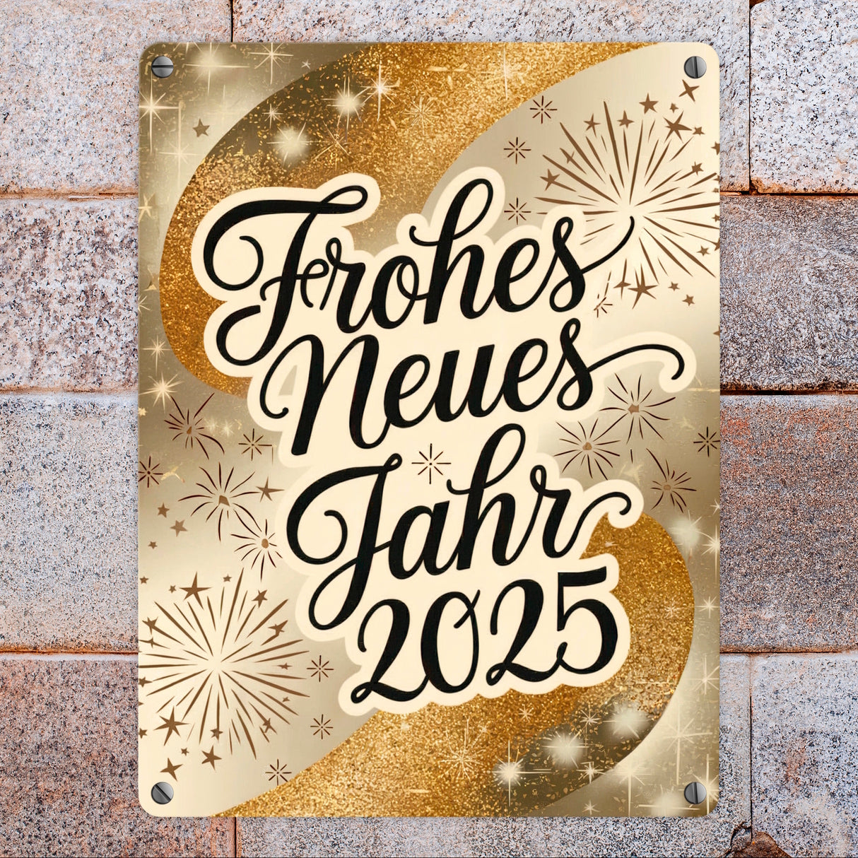 Frohes Neues Jahr 2025 Metallschild in 15x20 cm