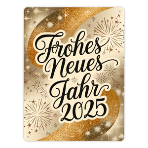 Frohes Neues Jahr 2025 Metallschild in 15x20 cm