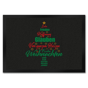 Christbaum Fußmatte in 35x50 cm mit Spruch Frohe Weihnachten und gutes neues Jahr