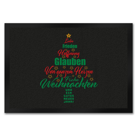 Christbaum Fußmatte in 35x50 cm mit Spruch Frohe Weihnachten und gutes neues Jahr