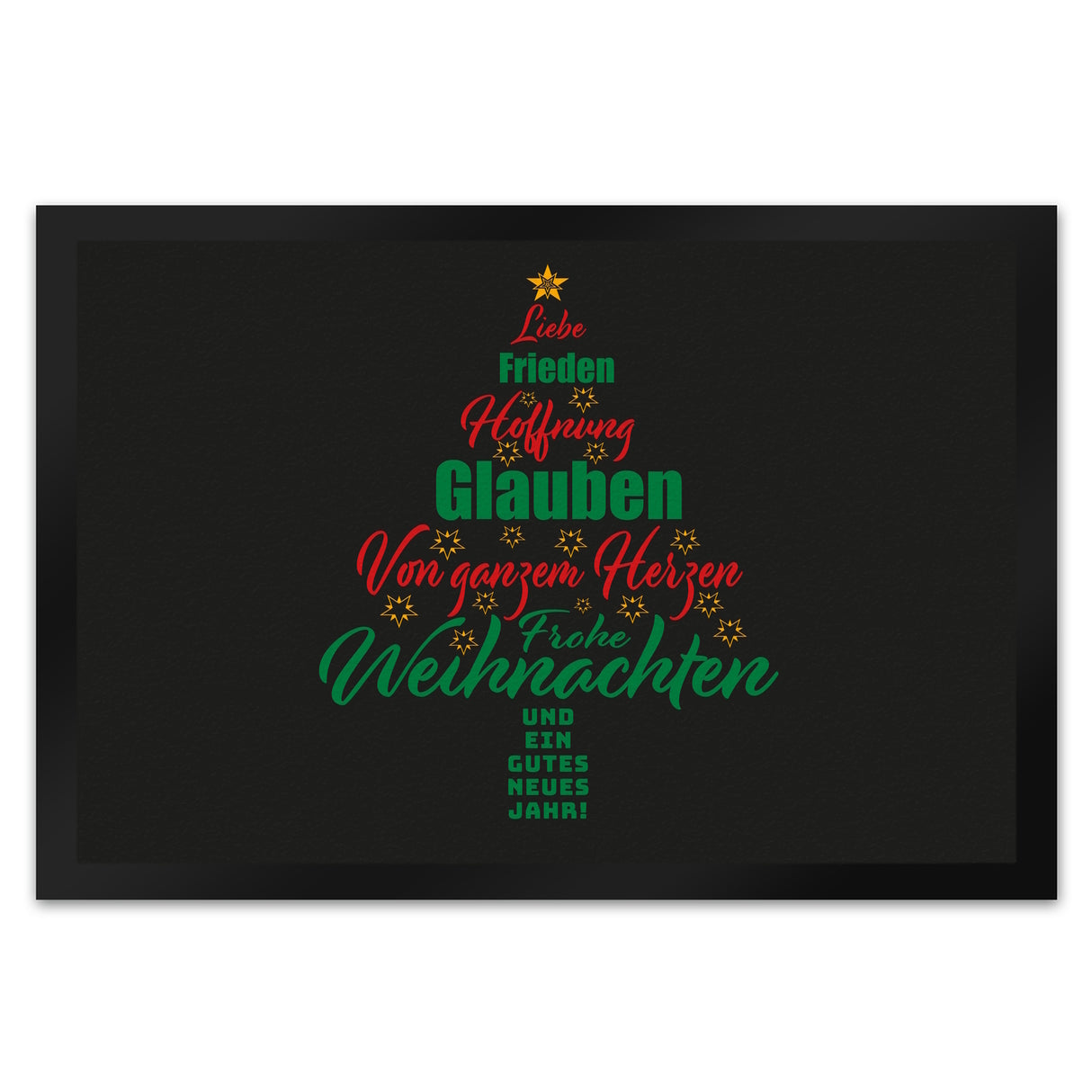 Christbaum Fußmatte in 35x50 cm mit Spruch Frohe Weihnachten und gutes neues Jahr