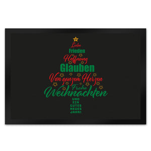 Christbaum Fußmatte in 35x50 cm mit Spruch Frohe Weihnachten und gutes neues Jahr