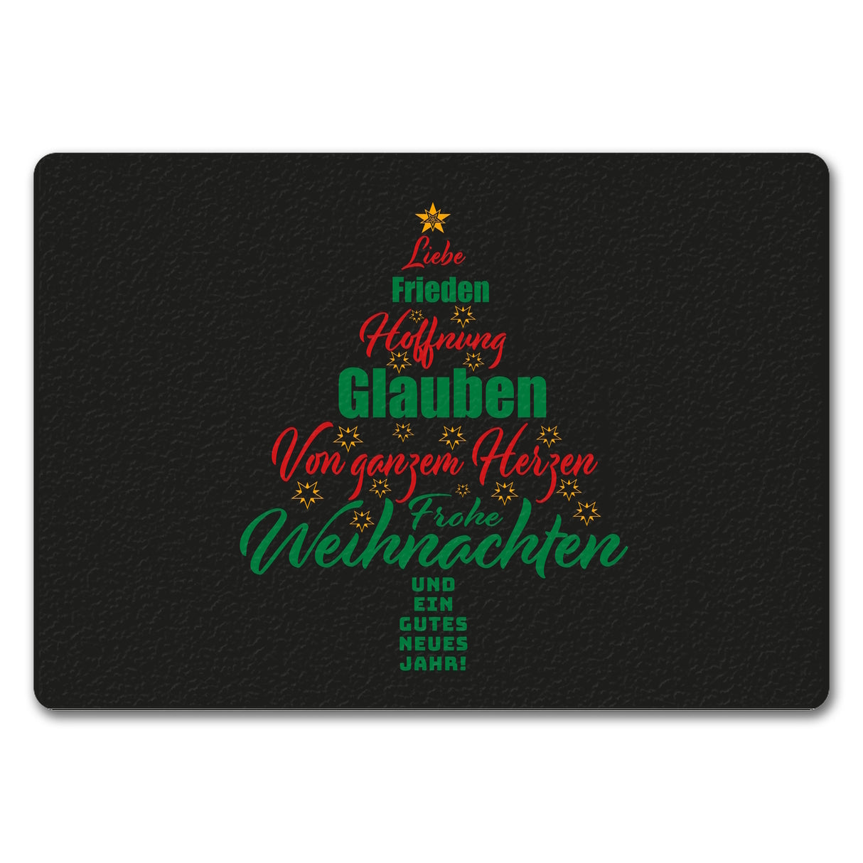 Christbaum Fußmatte in 35x50 cm ohne Rand mit Spruch Frohe Weihnachten und gutes neues Jahr