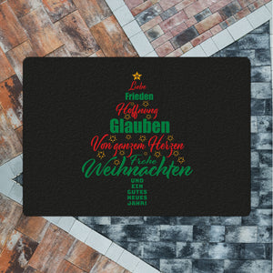 Christbaum Fußmatte in 35x50 cm ohne Rand mit Spruch Frohe Weihnachten und gutes neues Jahr